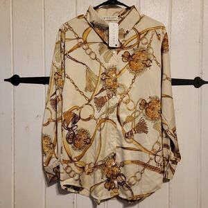 Jon & Anna Contemporary Blouse Western Button Up Size Large